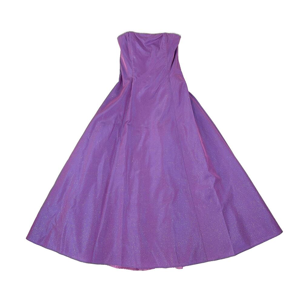 VTG McClintock Strapless Ball Gown Sz 6P Iridescent Purple Glitter Princess Prom